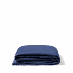 Drap plat en lin lavé - Bleu Shibori