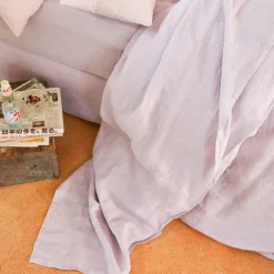 Drap plat en lin lavé - Parme Fuji Iro