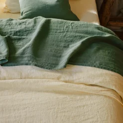 Drap plat en lin lavé - Vert d'Anduze