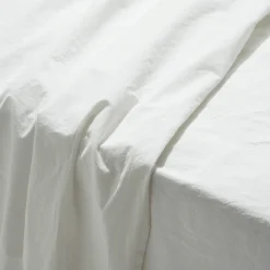 Drap plat en percale de coton - Blanc Craie