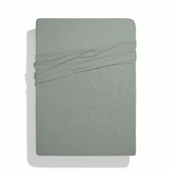Drap plat en percale de coton - Vert Lichen