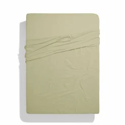 Drap plat en percale de coton - Vert Sauge