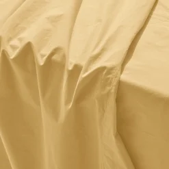 Drap plat en percale de coton - Jaune Orge
