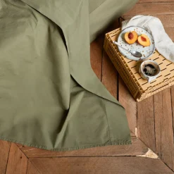 Drap plat en percale de coton - Vert Camouflage