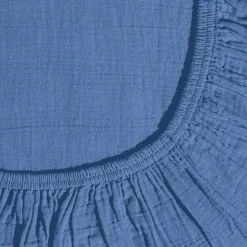 Drap-housse en gaze de coton - Bleu Pompidou