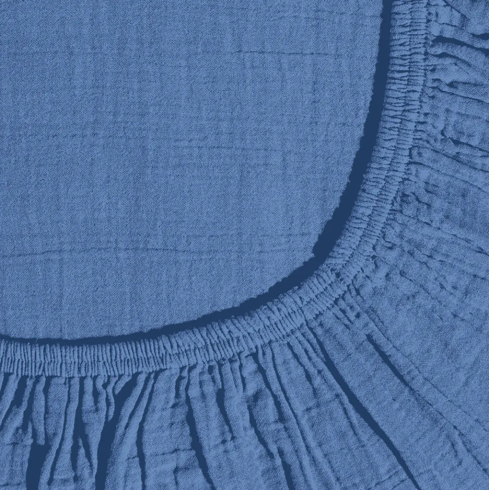 Drap-housse en gaze de coton - Bleu Pompidou