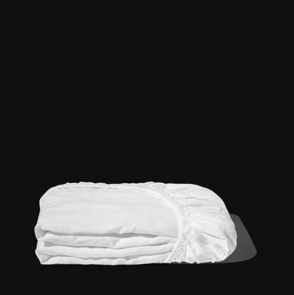Drap-housse en lin lavé - Blanc Optique