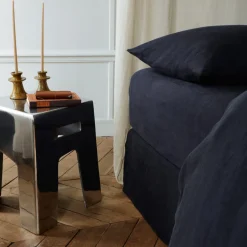 Drap-housse en lin lavé - Bleu Encre