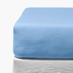 Drap-housse en lin lavé - Bleu Tyrrhénien