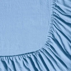 Drap-housse en lin lavé - Bleu Tyrrhénien