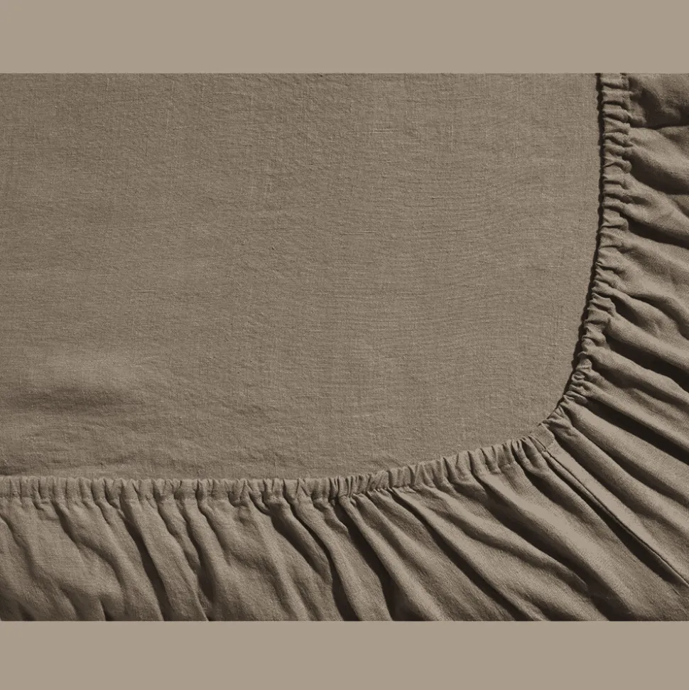 Drap-housse en lin lavé - Brun Cha Iro