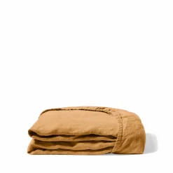 Drap-housse en lin lavé - Jaune Asahi