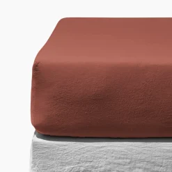 Drap-housse en lin lavé - Rouge Urushi