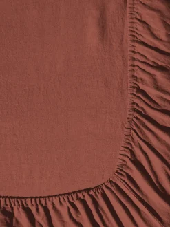 Drap-housse en lin lavé - Rouge Urushi