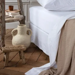 Drap-housse en percale de coton - Blanc Craie
