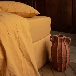 Drap-housse en percale de coton - Jaune Safran