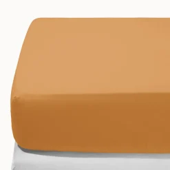 Drap-housse en percale de coton - Jaune Safran