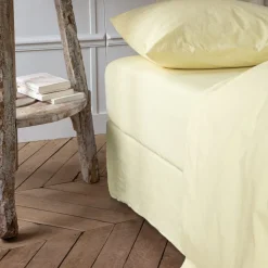 Drap-housse en percale de coton - Jaune Yuzu