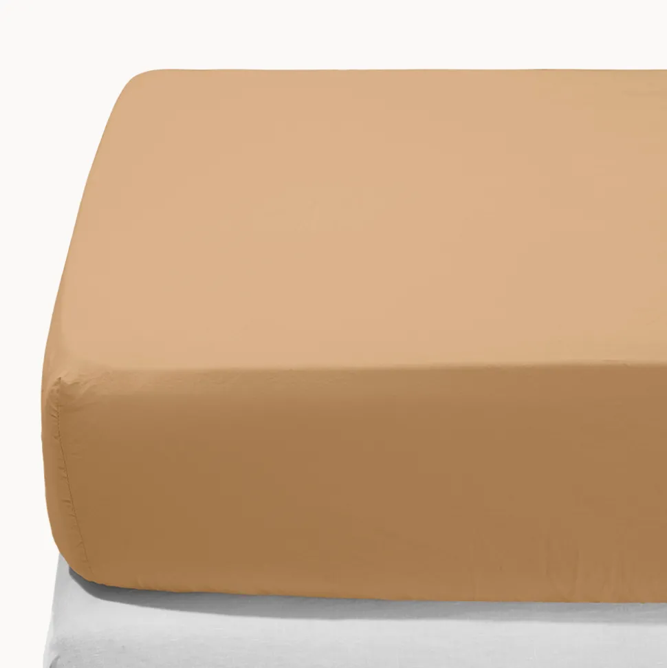 Drap-housse en percale de coton - Brun Sarrasin