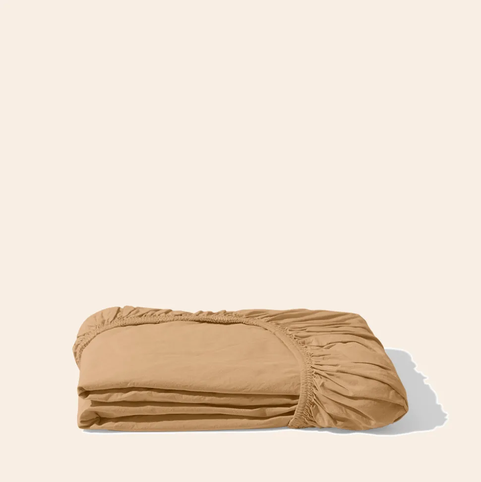 Drap-housse en percale de coton - Brun Sarrasin