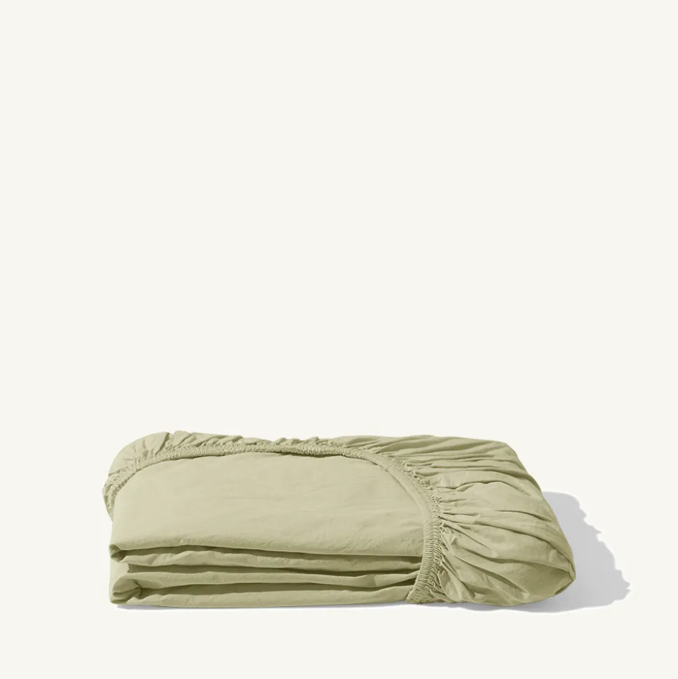 Drap-housse en percale de coton - Vert Sauge