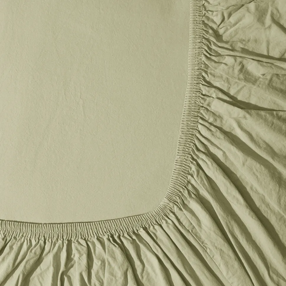 Drap-housse en percale de coton - Vert Sauge