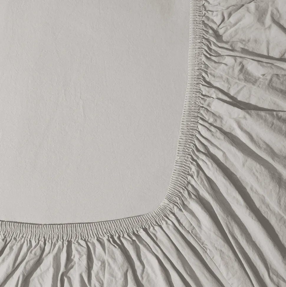 Drap-housse en percale de coton - Gris Pavot