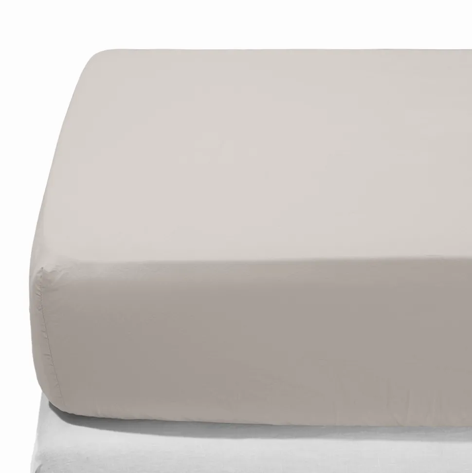 Drap-housse en percale de coton - Gris Pavot