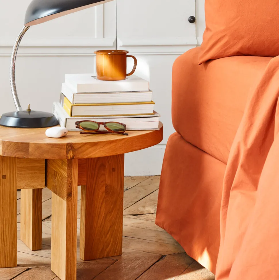 Drap-housse en percale de coton - Rouge Ocre
