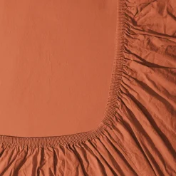 Drap-housse en percale de coton - Rouge Ocre