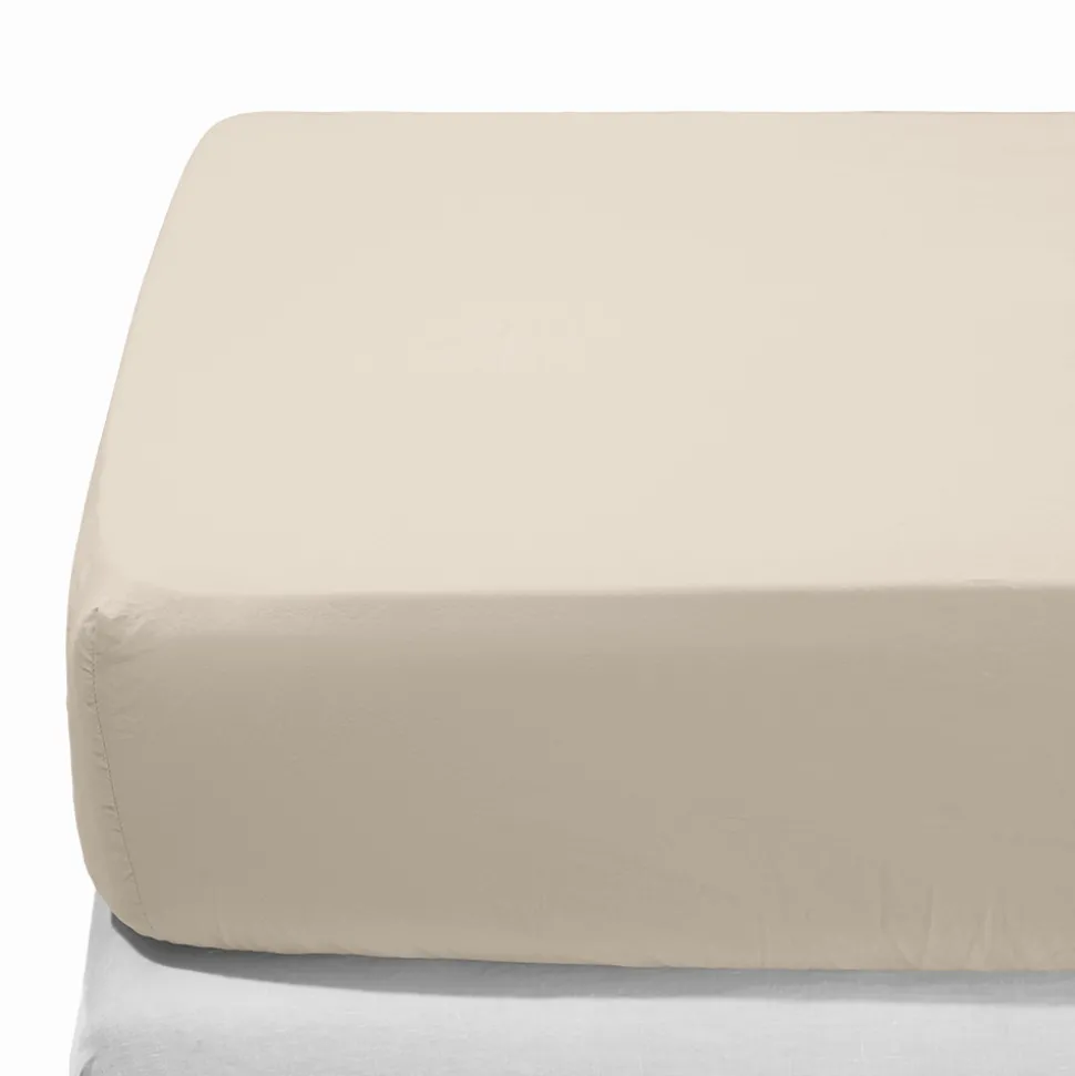 Drap-housse en percale de coton - Beige Dune