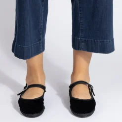 Drogheria Crivellini - Ballerines Jane Velvelt à attache - Noir