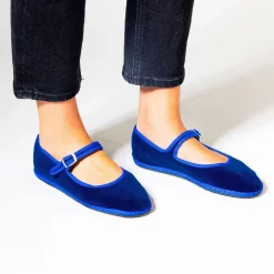 Drogheria Crivellini - Ballerines Jane Velvelt à attache - Bleu