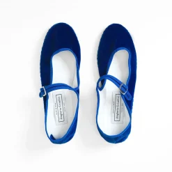 Drogheria Crivellini - Ballerines Jane Velvelt à attache - Bleu