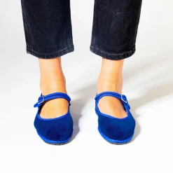 Drogheria Crivellini - Ballerines Jane Velvelt à attache - Bleu