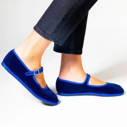 Drogheria Crivellini - Ballerines Jane Velvelt à attache - Bleu