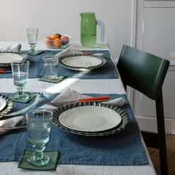 Ensemble de 6 dessous de verre en lin lavé - Vert d'Anduze