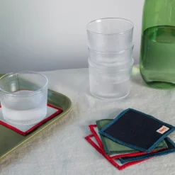 Ensemble de 6 dessous de verre en lin lavé - Vert d'Anduze