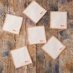 Ensemble de 6 dessous de verre en lin lavé - Blanc de Ceruse