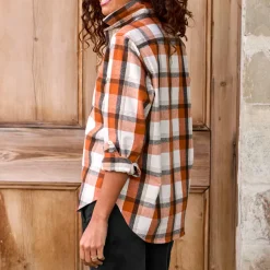 Frank & Eileen - Chemise Eileen - Carreaux Orange et Marron