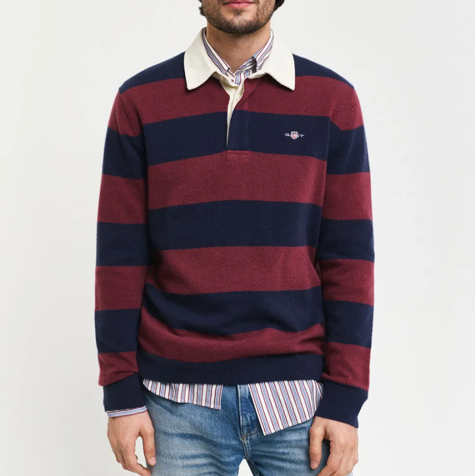 GANT - Polo Extrafine Rayé Rugger - Marine
