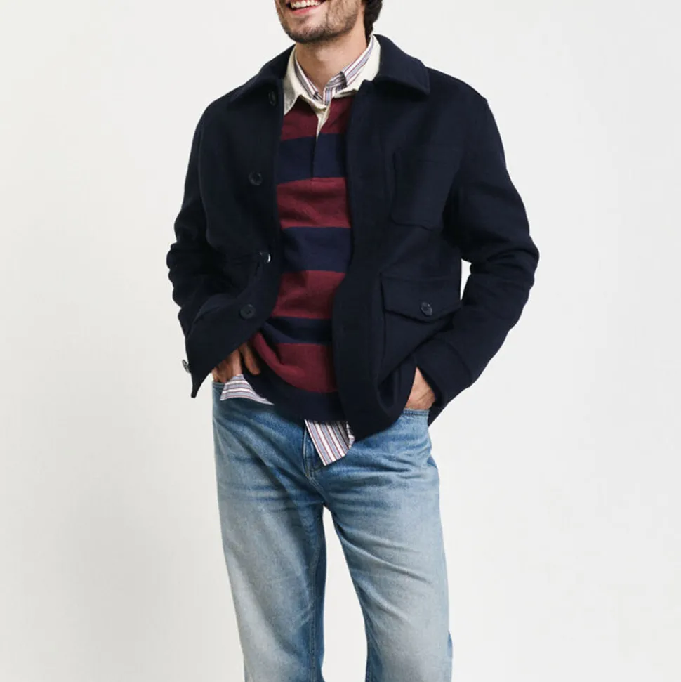 GANT - Polo Extrafine Rayé Rugger - Marine