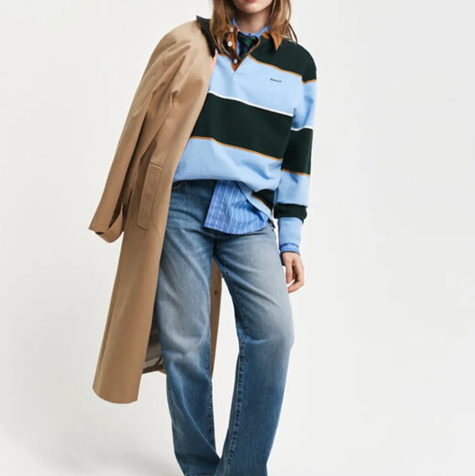 GANT - Polo Rugger Rayé - Ciel