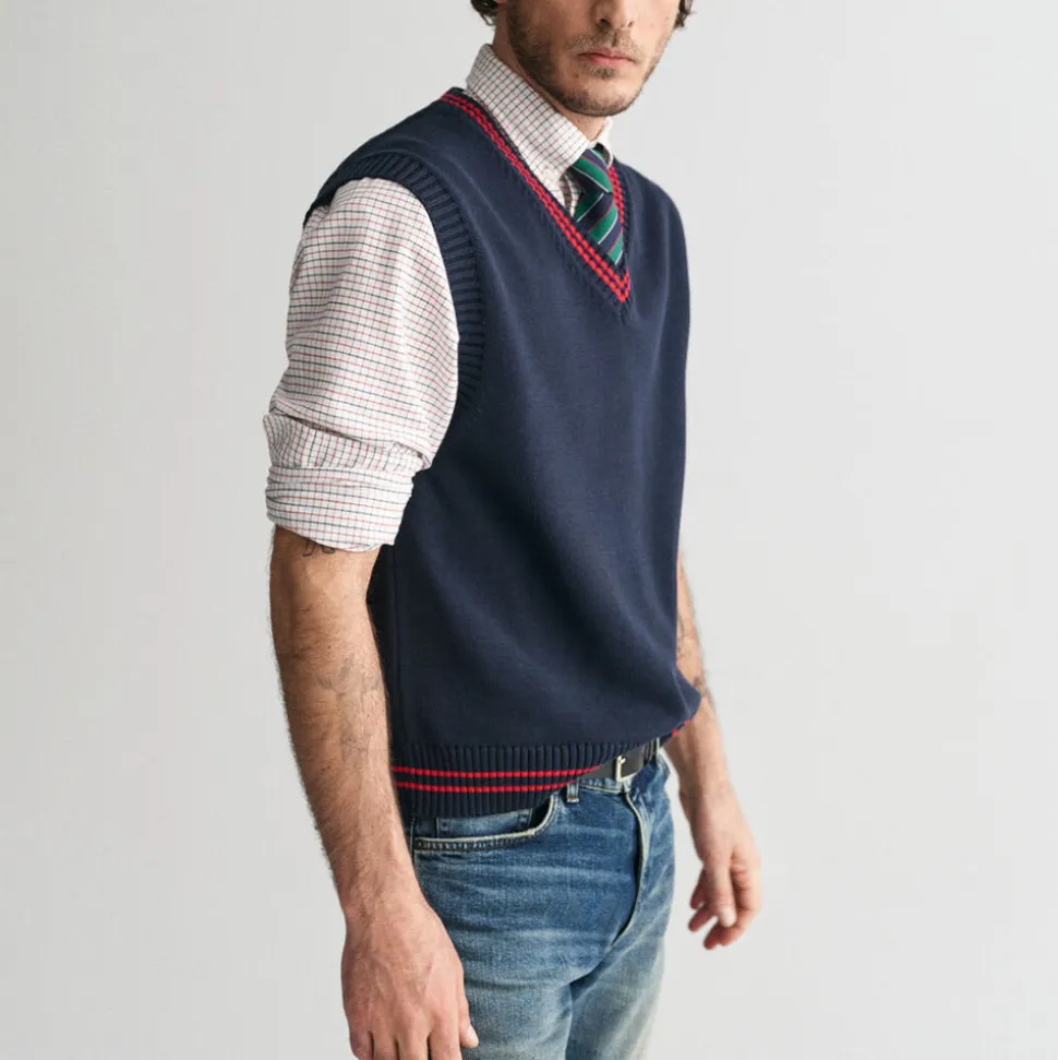 GANT - Pull Col V - Evening Blue
