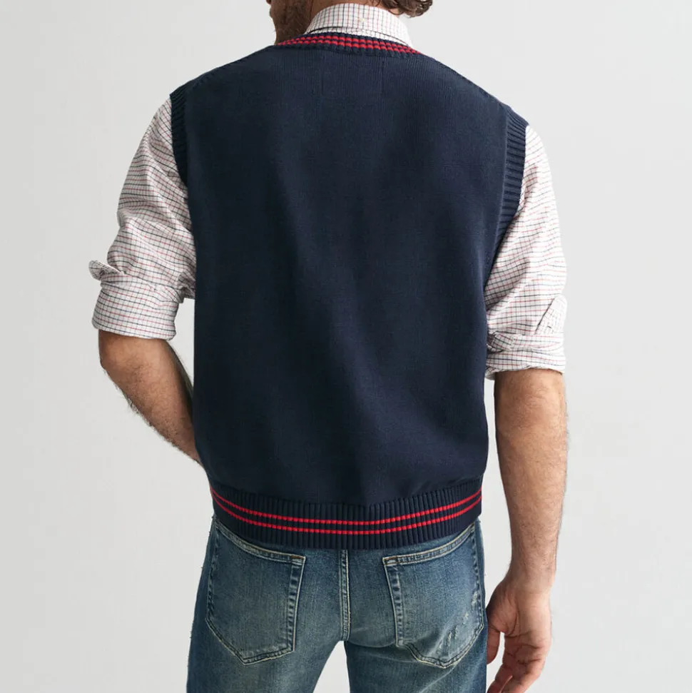 GANT - Pull Col V - Evening Blue