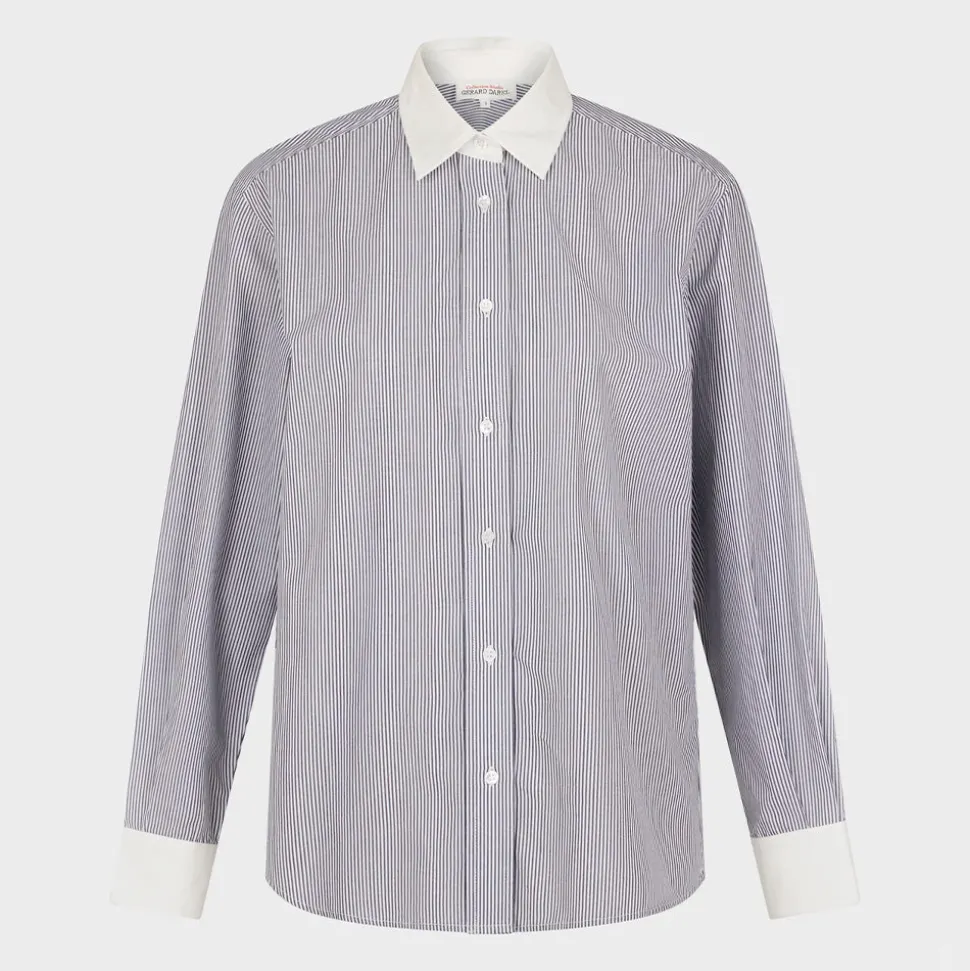 Gerard Darel - Chemise à rayures et col blanc - Anthracite