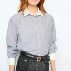 Gerard Darel - Chemise à rayures et col blanc - Anthracite