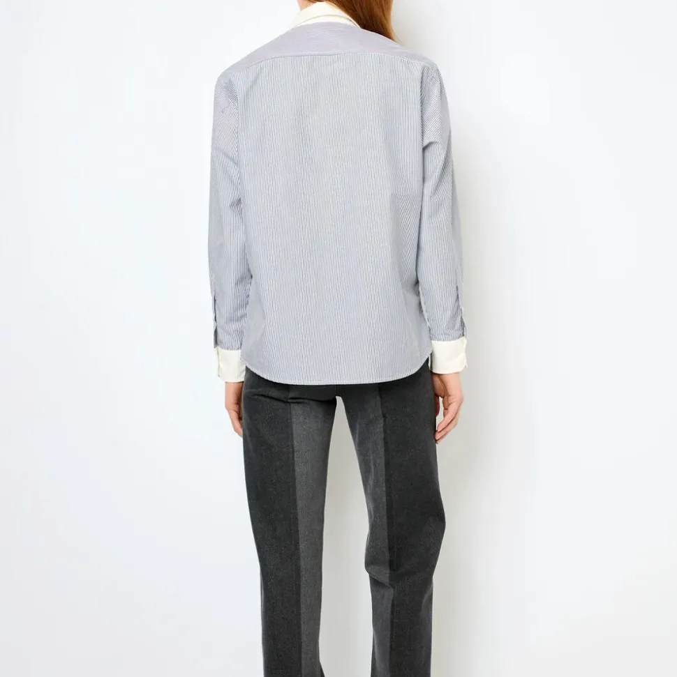 Gerard Darel - Chemise à rayures et col blanc - Anthracite