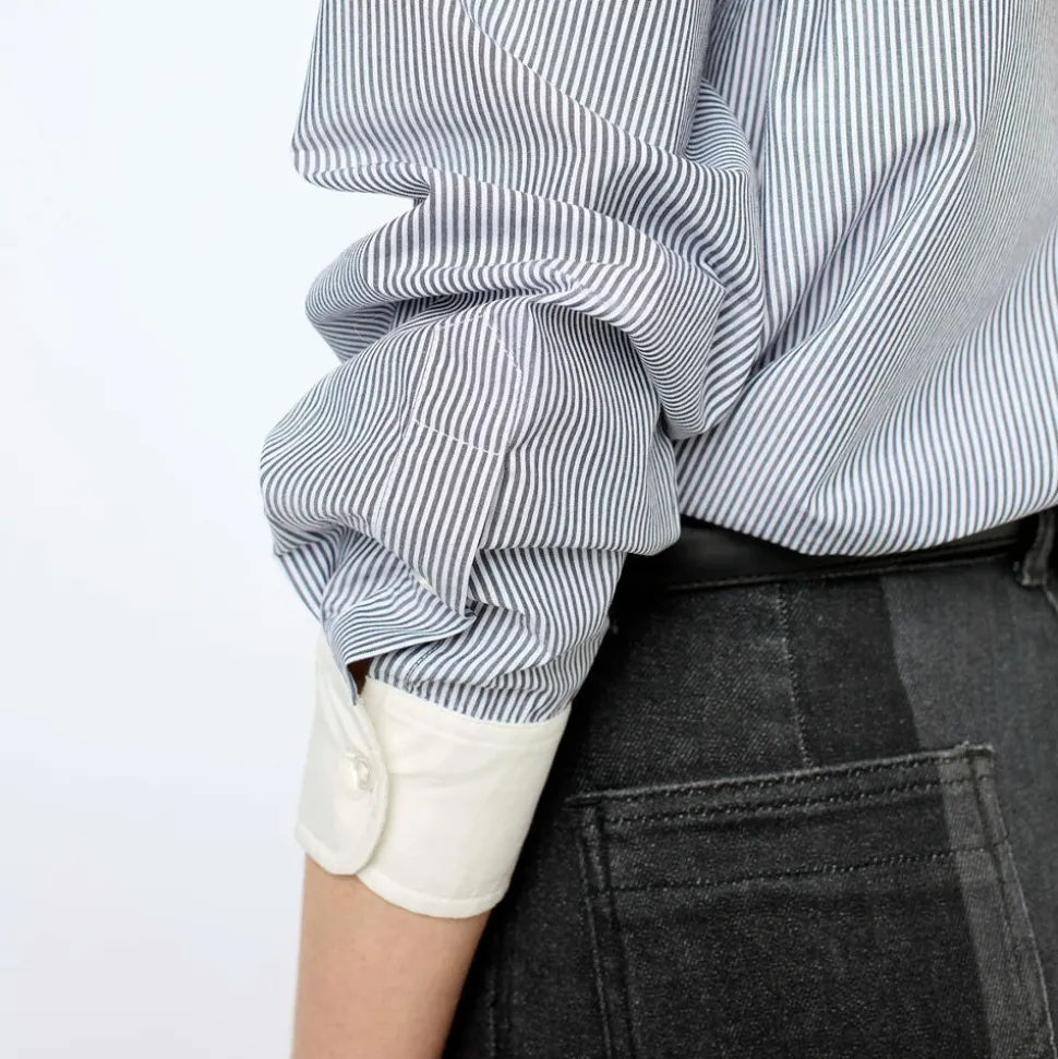 Gerard Darel - Chemise à rayures et col blanc - Anthracite