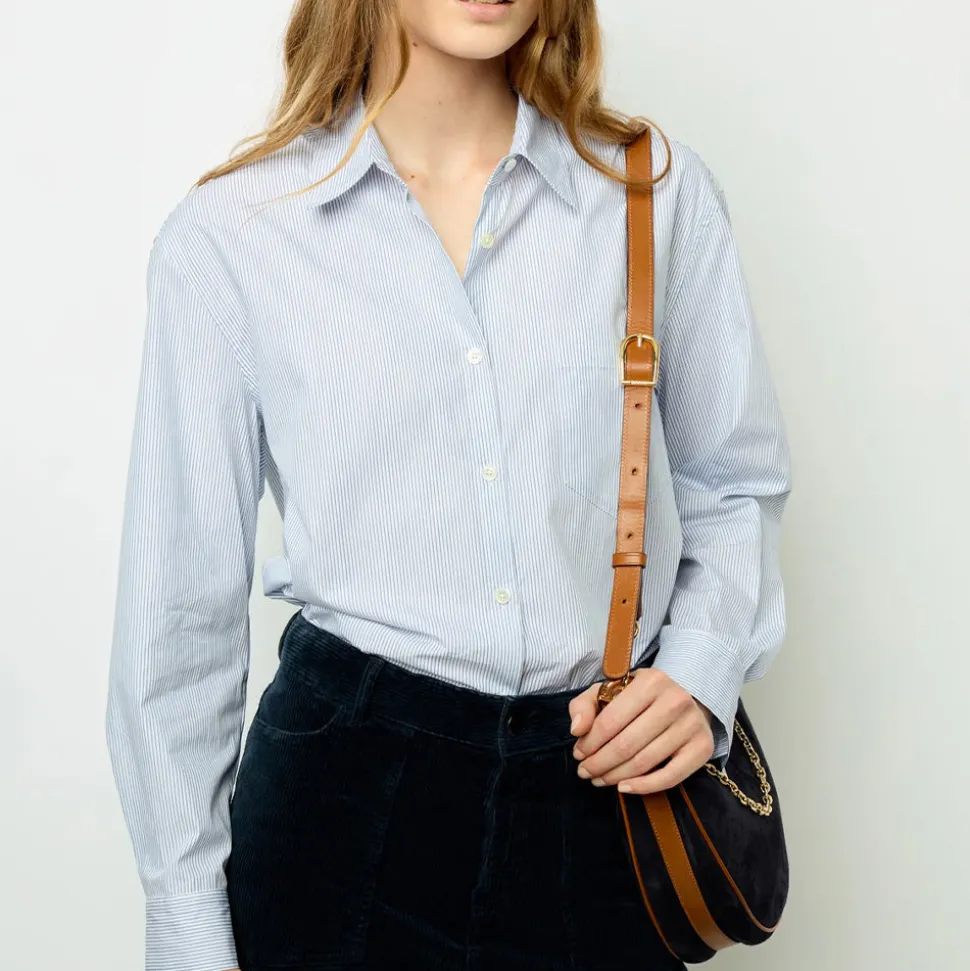Gerard Darel - Chemise en popeline à rayures - Bleu Ocean